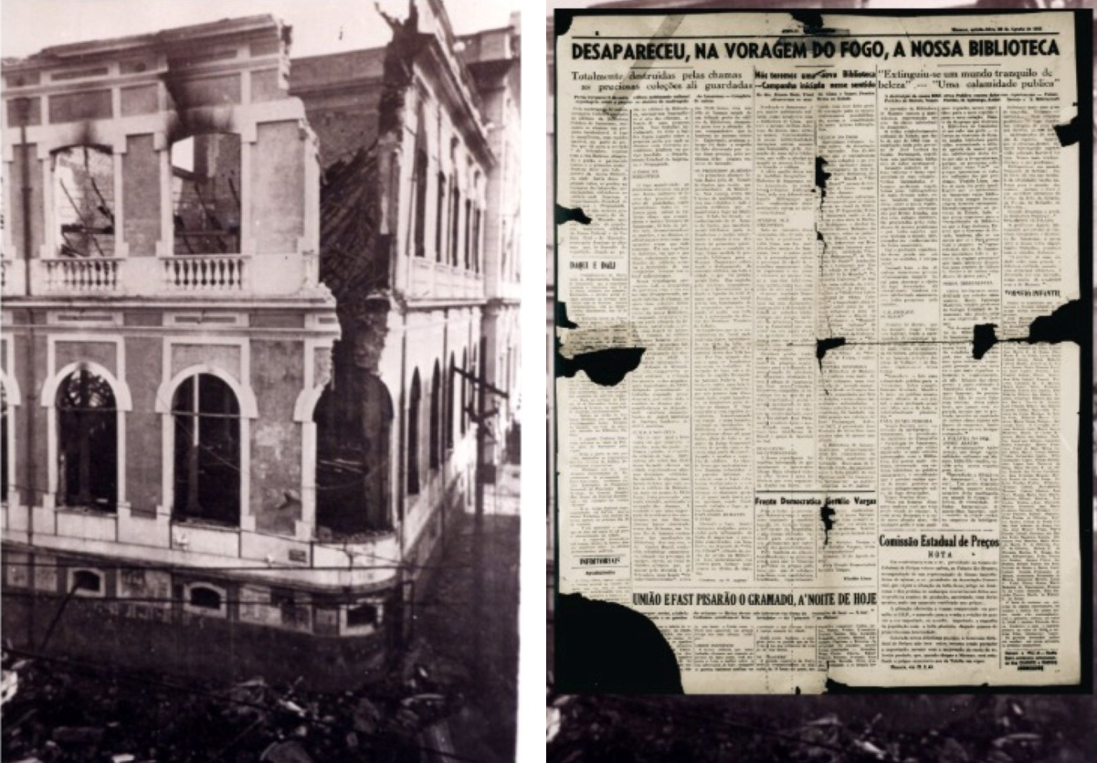 Biblioteca Pública do Amazonas relembra incêndio de 1945 em exposição de 80 anos