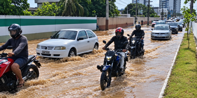 Rompimento de adutora alaga avenida e complica trânsito nesta quarta-feira em Manaus